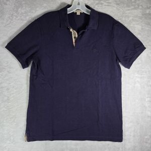 Burberry Brit Polo Short Sleeve Mens Size Medium M Purple Nova Check Pop Out